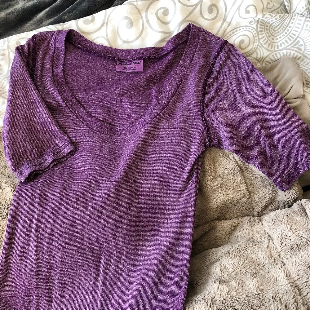 Michael Stars shiny purple tunic top